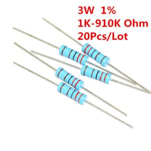 3 Watt Metal Film Resistor ±1% 1K -910K Ω