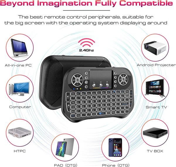 Mini Keyboard,Rii X8 Portable 2.4GHz Mini Wireless Keyboard Controller with Touchpad Mouse Combo,8 Colors RGB Backlit,Rechargeable Li-ion Battery for Google Android TV Box, PS3, PC, Pad,Nvidia Shield
