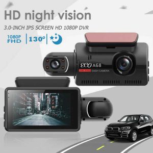 ECO A68 Dual Lens HD Car DVR 3 Inch IPS Display Motion Detection Dash Camera