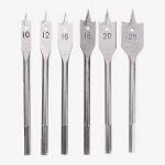 Woodworking Spade Drill Bits 10-25 0mm Flat Drill Long Steel Wood Flat Drill Set Woodworking Tool-6pic